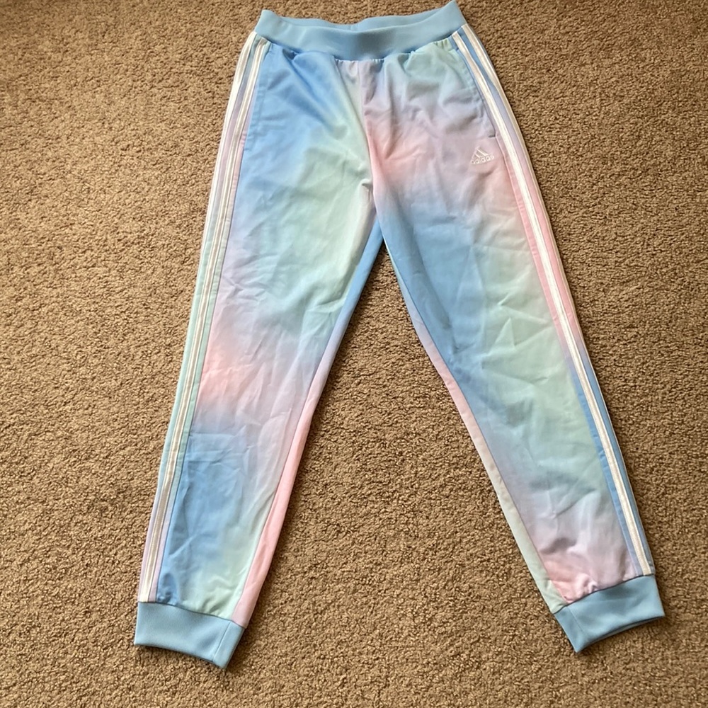 Adidas Youth Girls Large 14 Athletic Jogger Pants multicolor